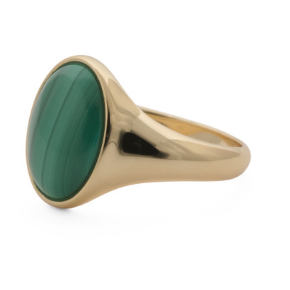 Gorjana Gold Plated Lou Gemstone Ring Malachite Green Size 7 - NWT